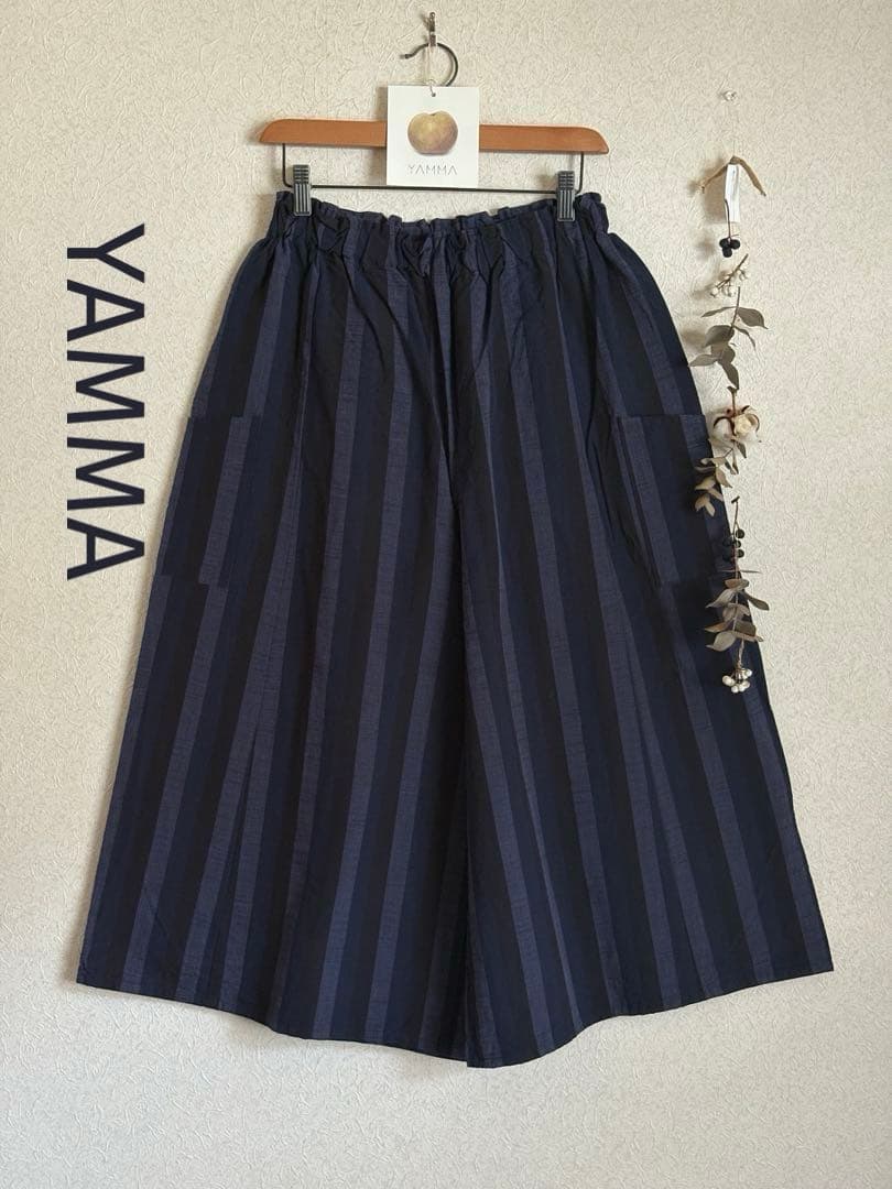 ꕤ新品ꕤヤンマ産業　YAMMA 会津木綿キュロット　ロングロング丈②黒かつお縞