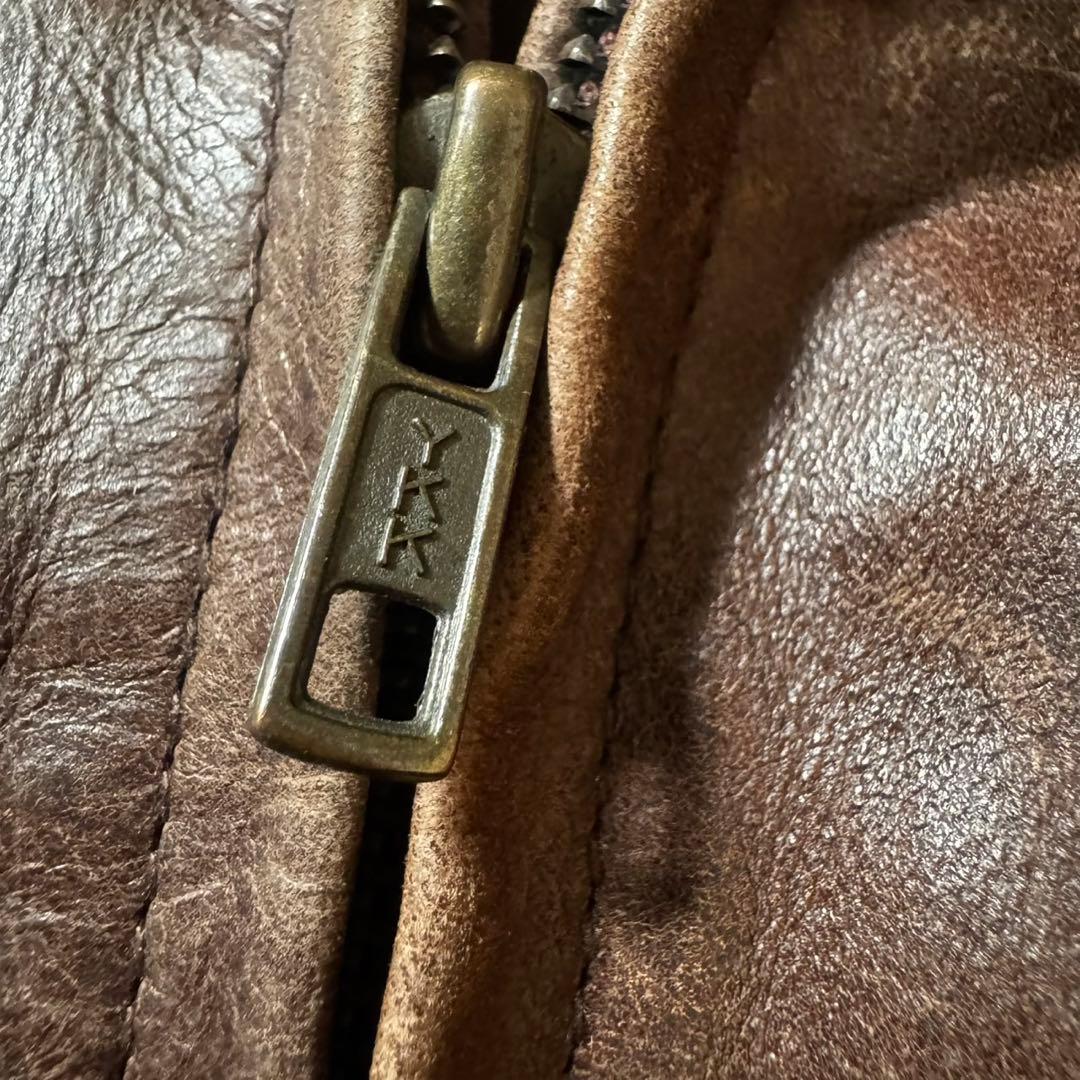 00s 本革 レザージャケット フェード XL ブラウン 古着 シングル