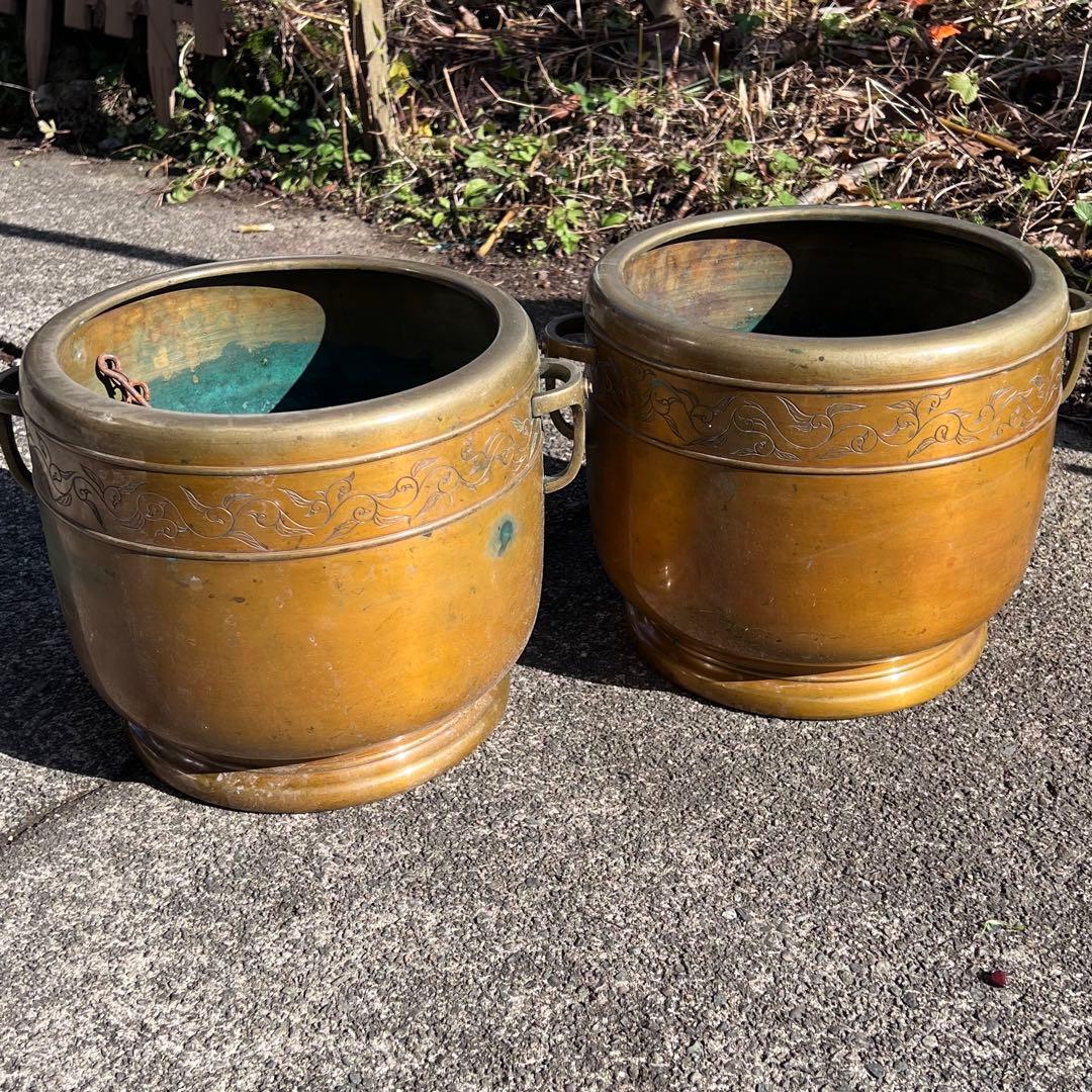 火鉢 アンティーク 手炙り 古道具 骨董 銅製 金属工芸 置物 昭和レトロ 双耳