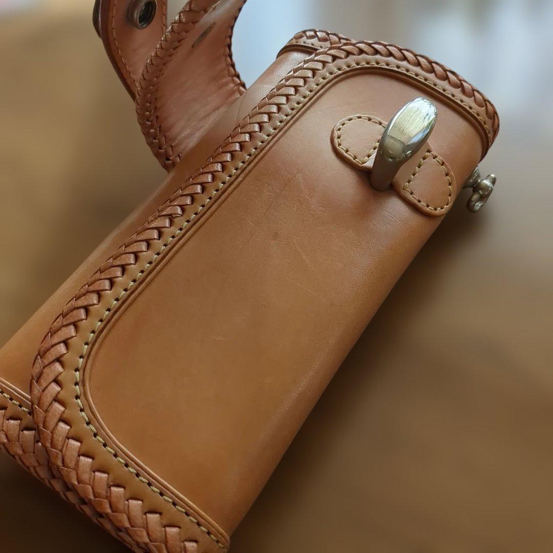 GODANEレザー編み込み長財布 ベージュ