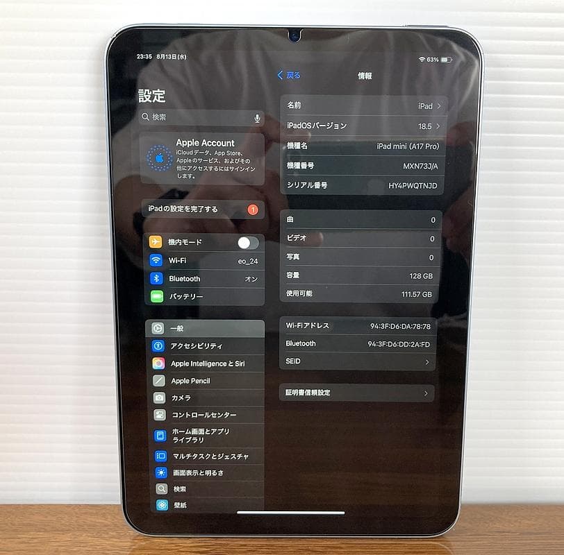 Apple iPad mini7 A17Pro 128GB Wi-Fi 第7世代