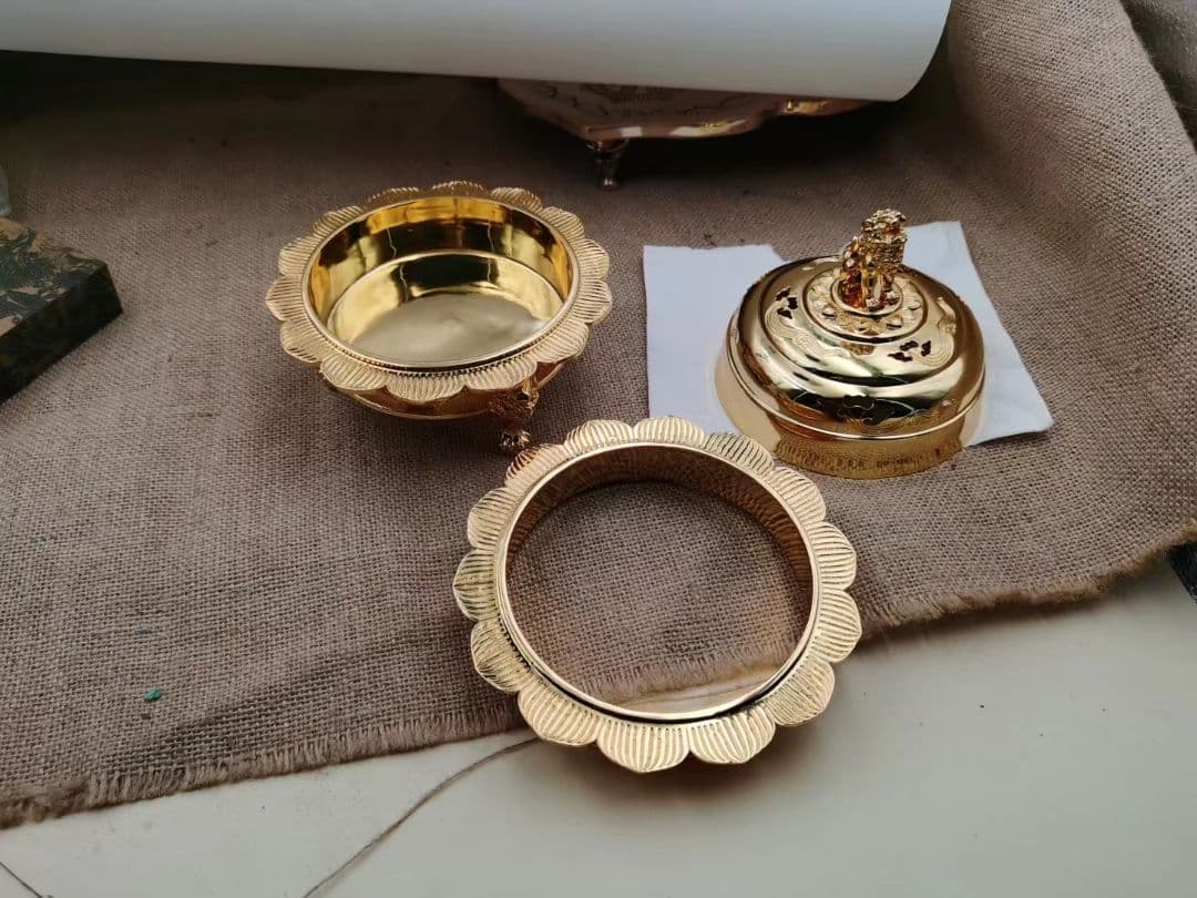 【修縁堂】チベット密教 火舎 メッキ 置物