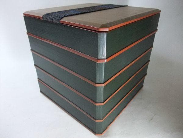 平安 象彦 五段焼物重 古漆刷毛目塗 天然木 本漆器 時代物 骨董