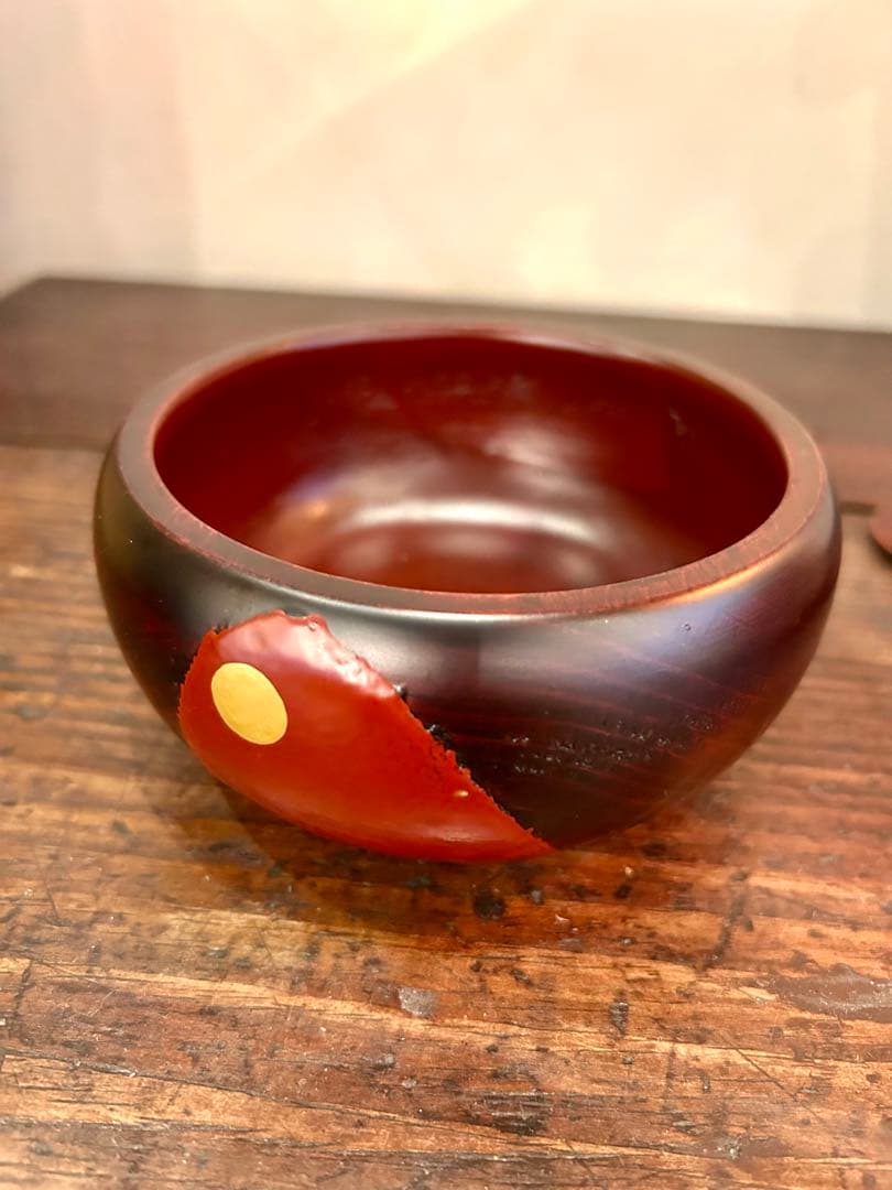 [新品未使用品] 漆器 椀 さじスプーン付き 多彩なストライプ