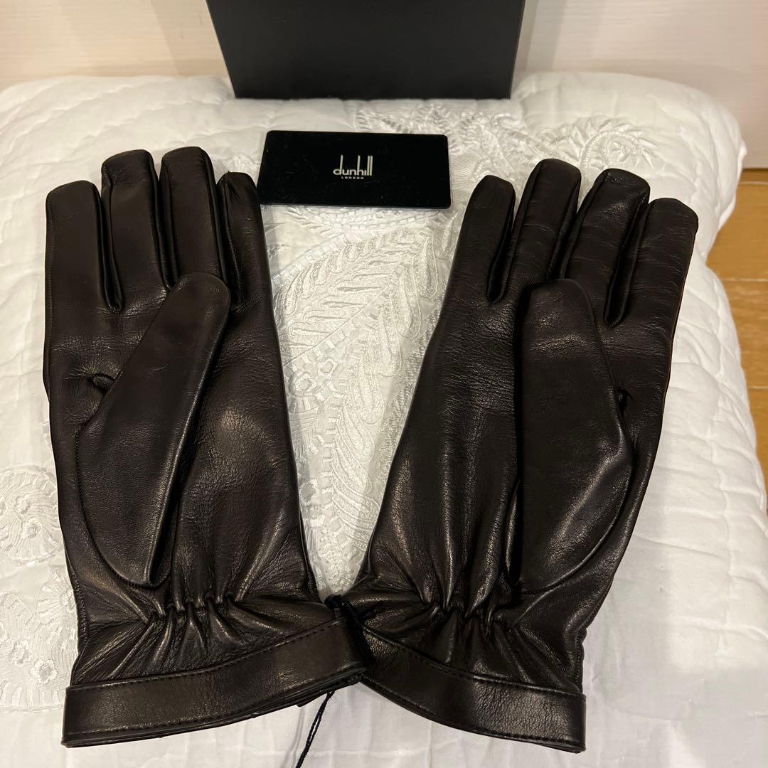 dunhill ダンヒル　最高級レザー手袋　カシミヤ100 未使用　黒イタリア製