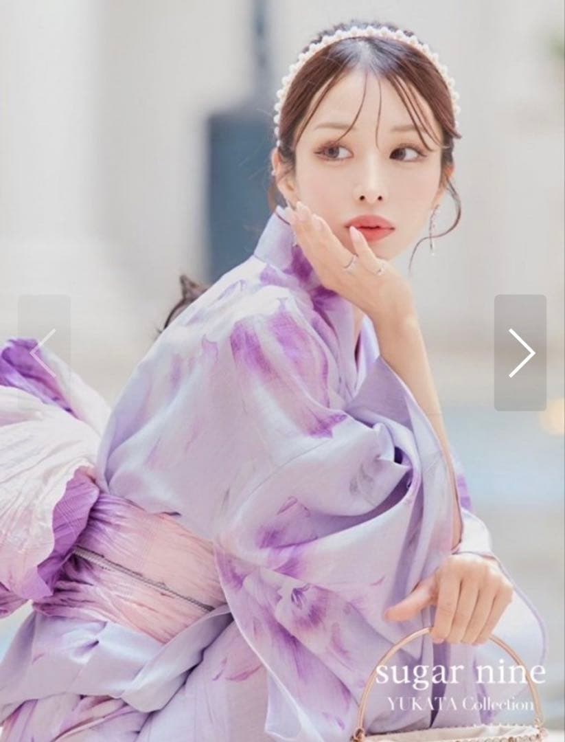 ストライプ地 ／グラデーション木蓮浴衣【浴衣3点セット 浴衣/帯/下駄】