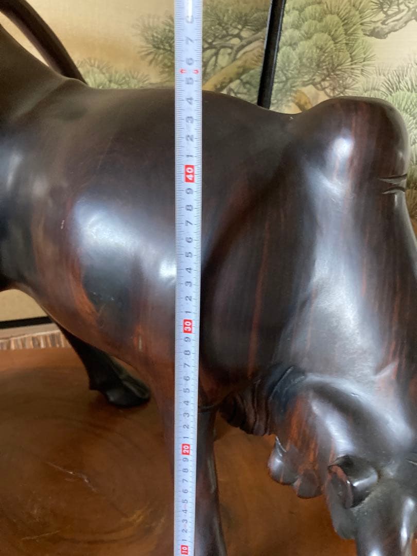 インテリア　和室家具　牛　雄牛　銘木