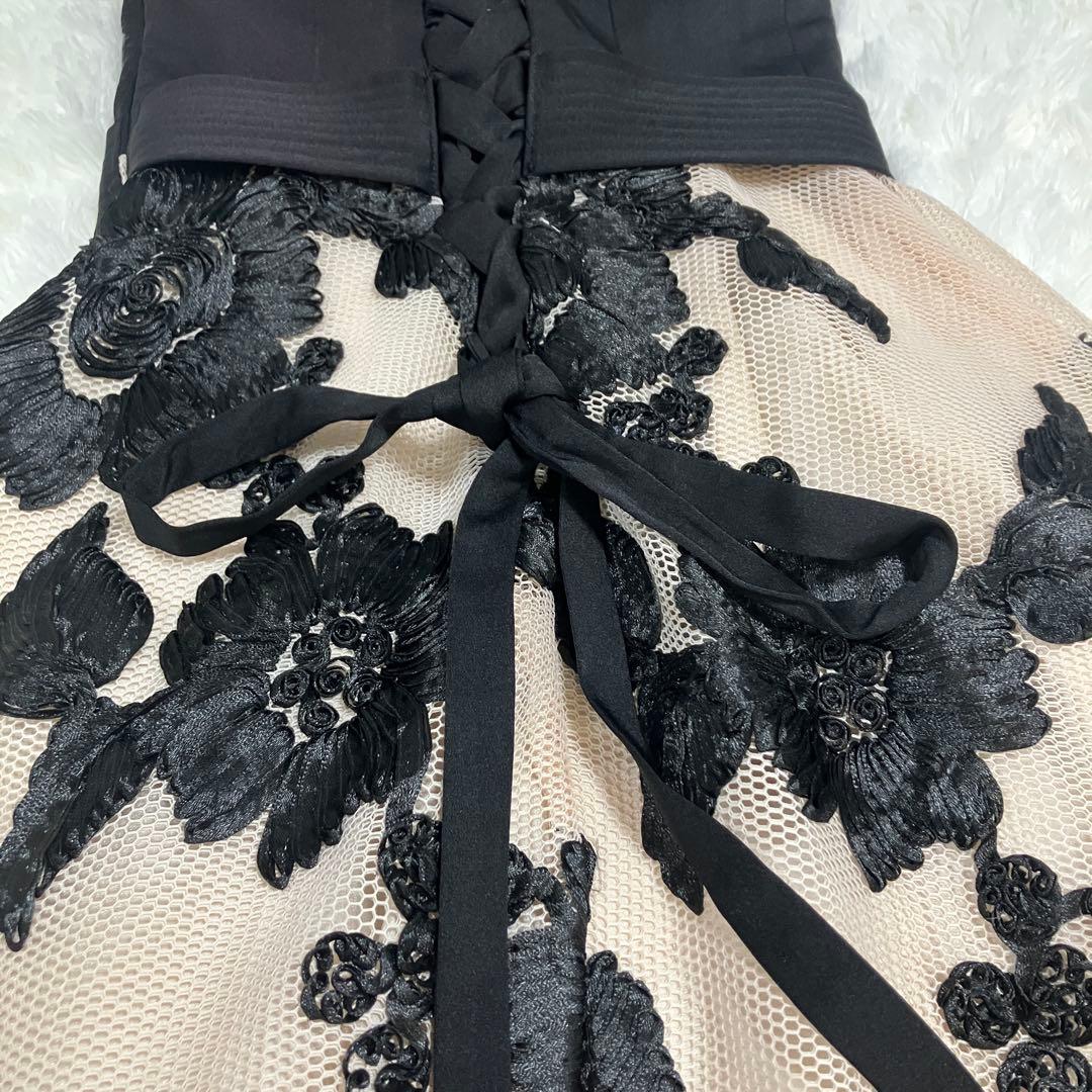 美品✨【SETTAN】パット入りAラインロングドレス　立体刺繍　結婚式　S