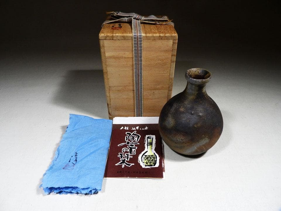 ●貴重 人間国宝 伊勢崎淳 備前焼 徳利 日本酒 栞 共布 共箱 高さ14cm