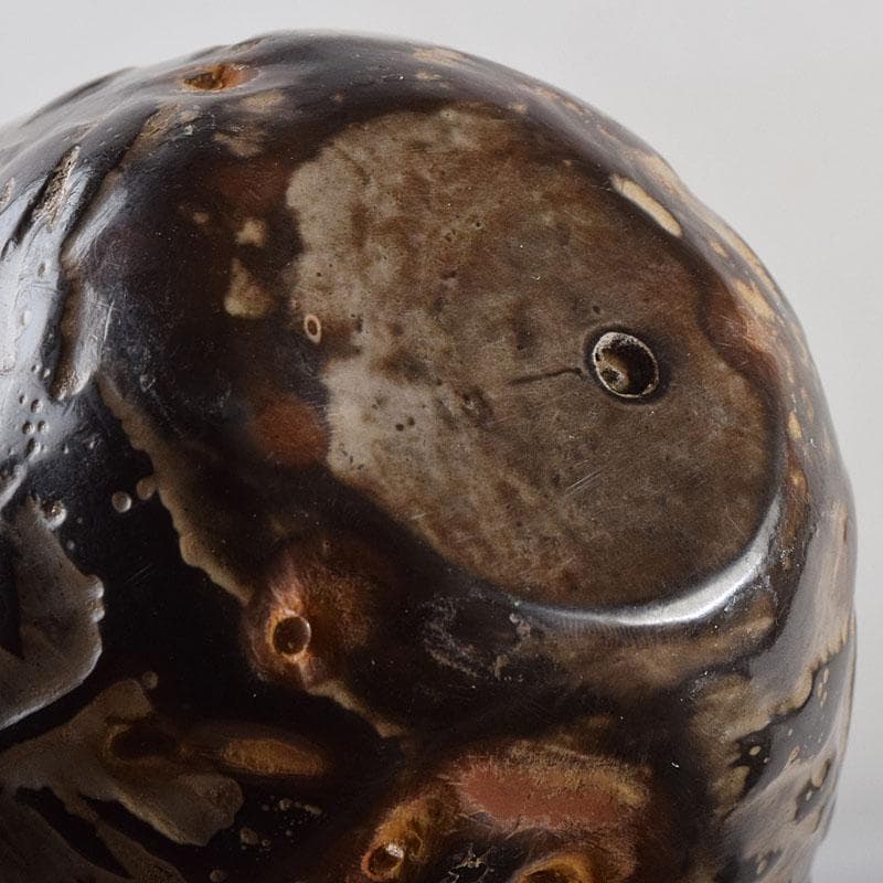 中国　黒石製　竹文　蓋物　N　R9378