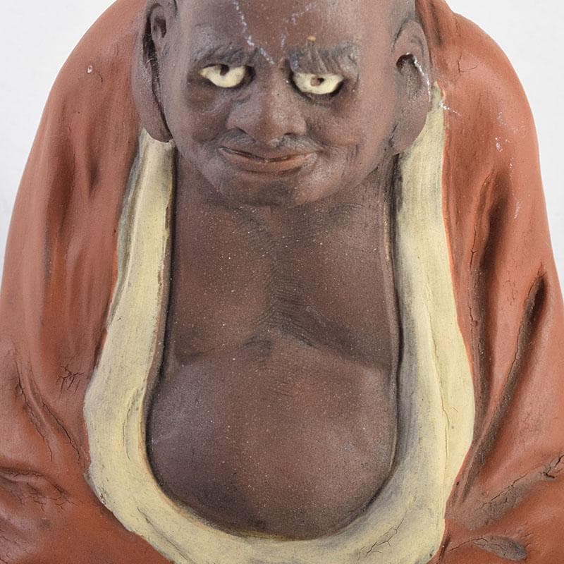 駿河山正作　紫砂　朱泥　彩色　達磨像　置物　N R8827