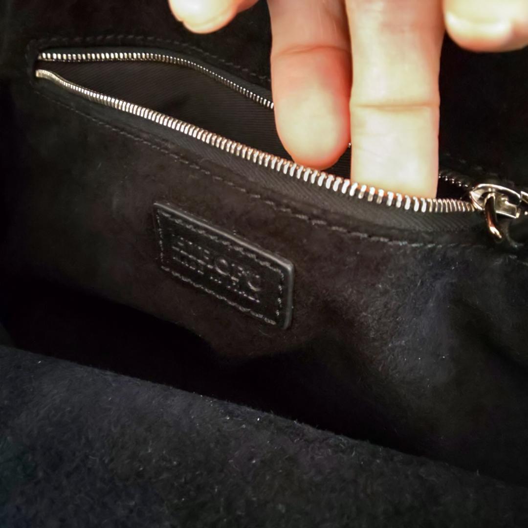 【美品】 ヒロフ HIROFU ハンドバッグ ペルーシェ　シボ革　濃紺　冠婚葬祭