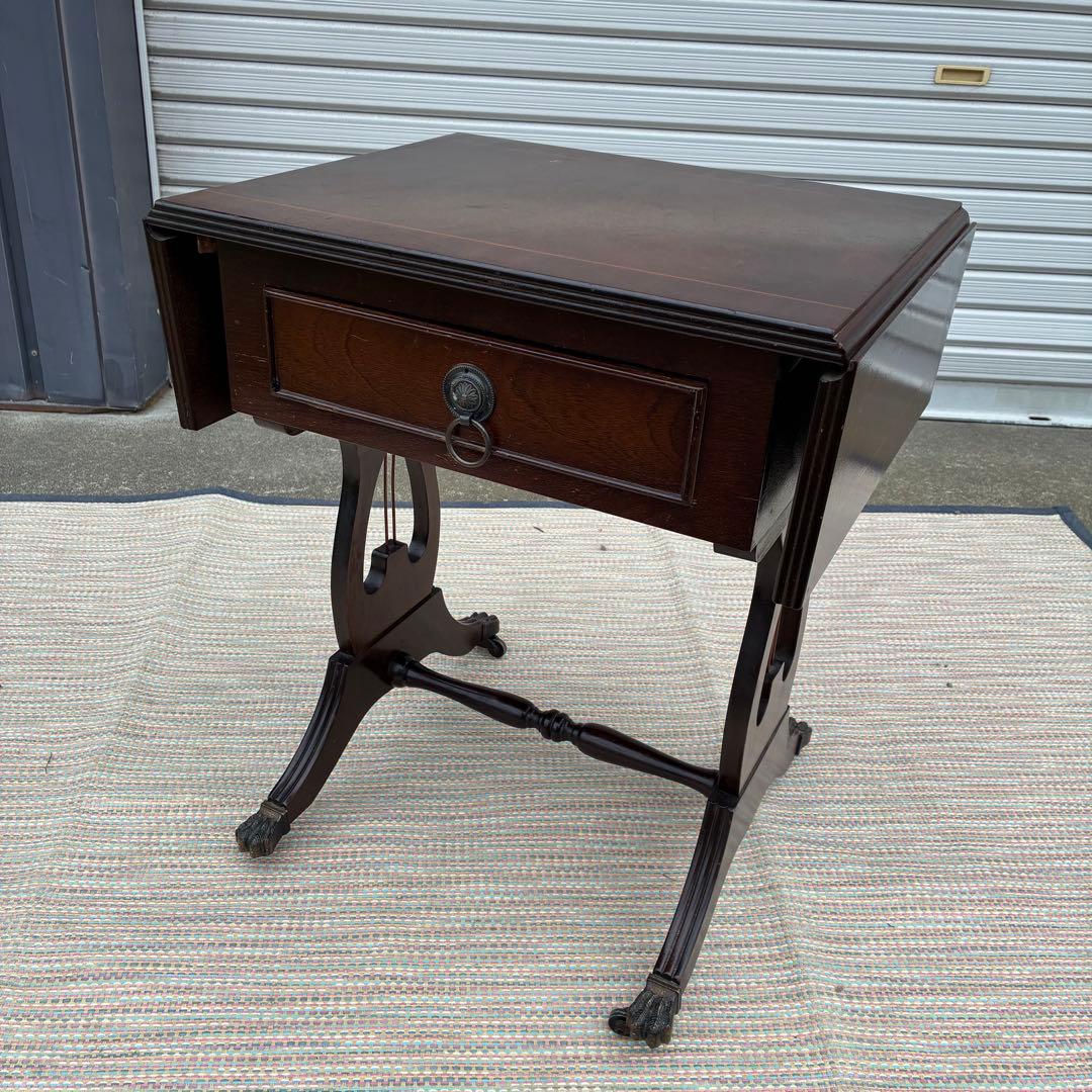 【送料込】ドロップリーフテーブル　英国風　アンティーク　ヴィンテージ　ロココ調