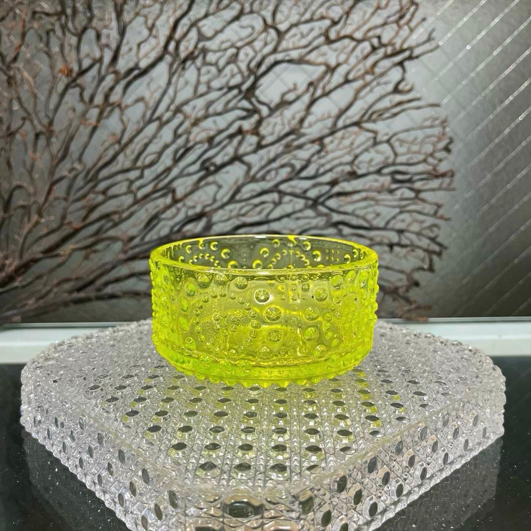 骨董　時代ガラス　フィンランド　グラッポニア ボウル　小鉢　ウランガラス１客①