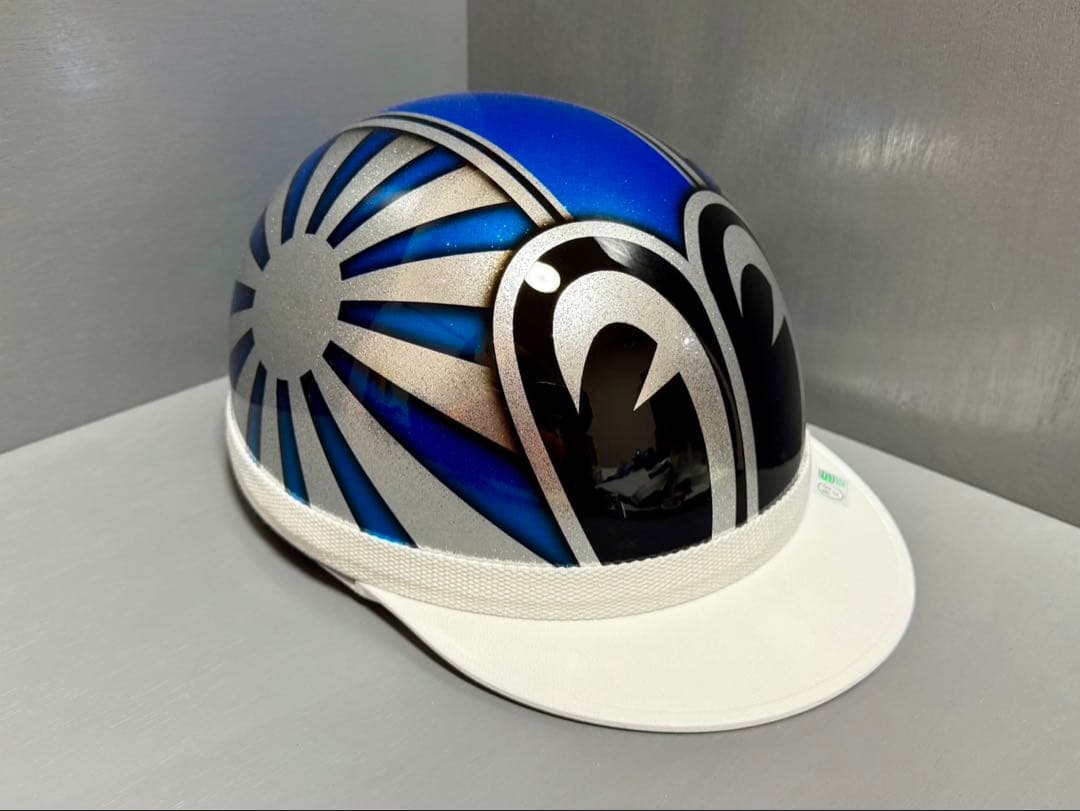 三つボタンコルク半ヘルメット カスタムペイント 忠ヘル 日照 訳あり