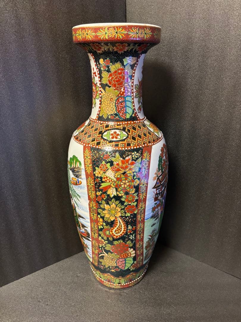 ☘️あぽらす☘️ 薩摩焼 飾り大壺 60cm 金彩色絵 豪華爛漫 美人図画