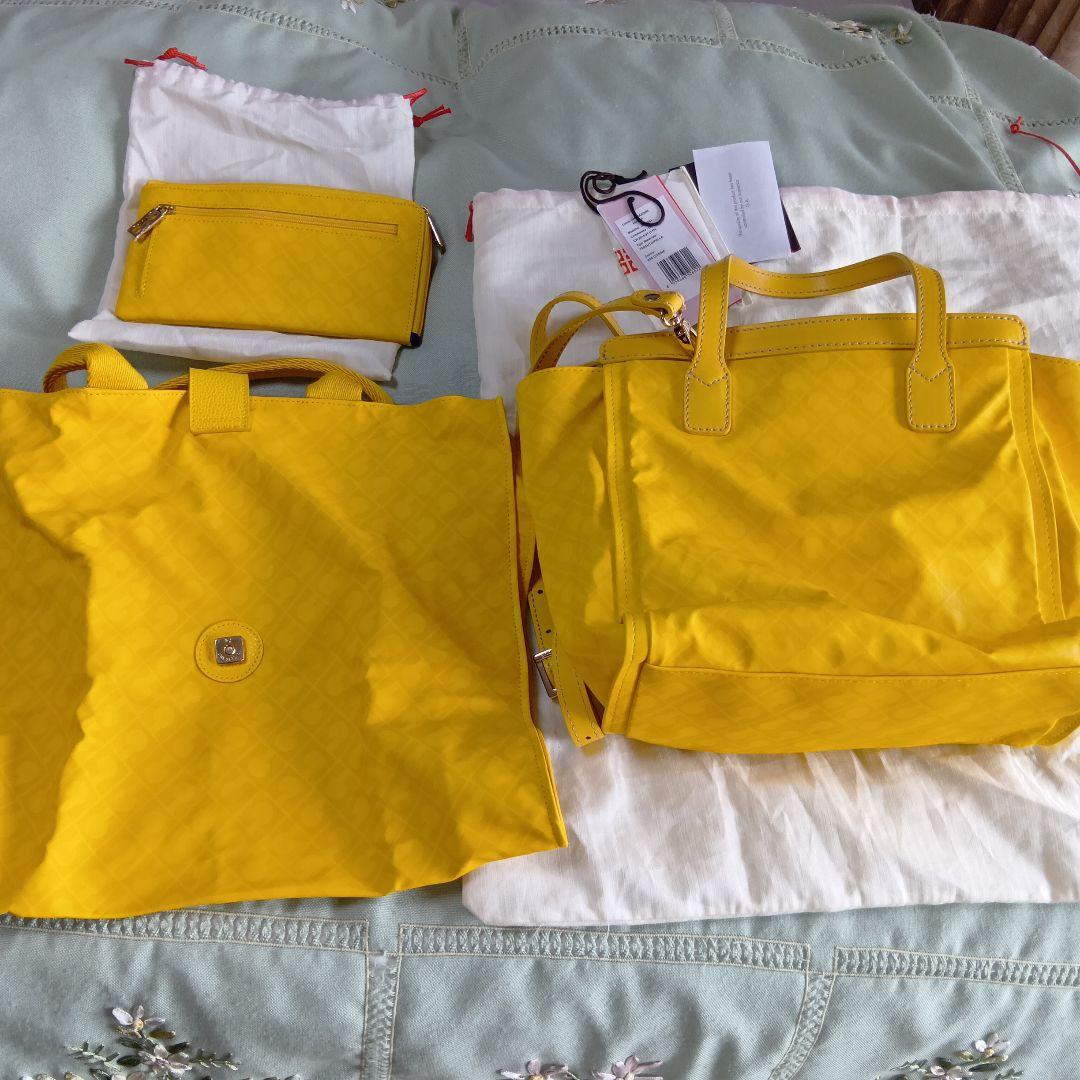 ゲラルディーニ　イエロー　ショルダーバッグ、エコバッグ、財布　3点セット