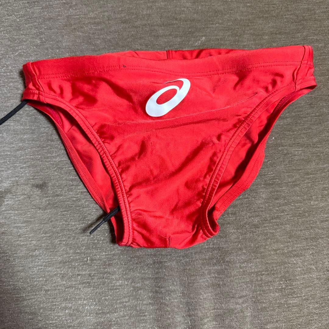 レッド アシックス競泳水着　S