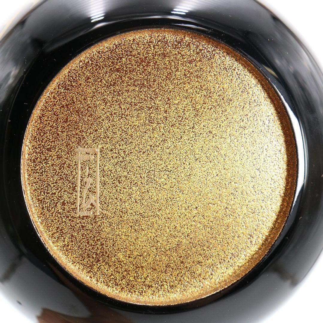 桜井一良作 椿蒔絵 平棗 金梨子地 金蒔絵 茶道具 共箱共布　M347　TC1