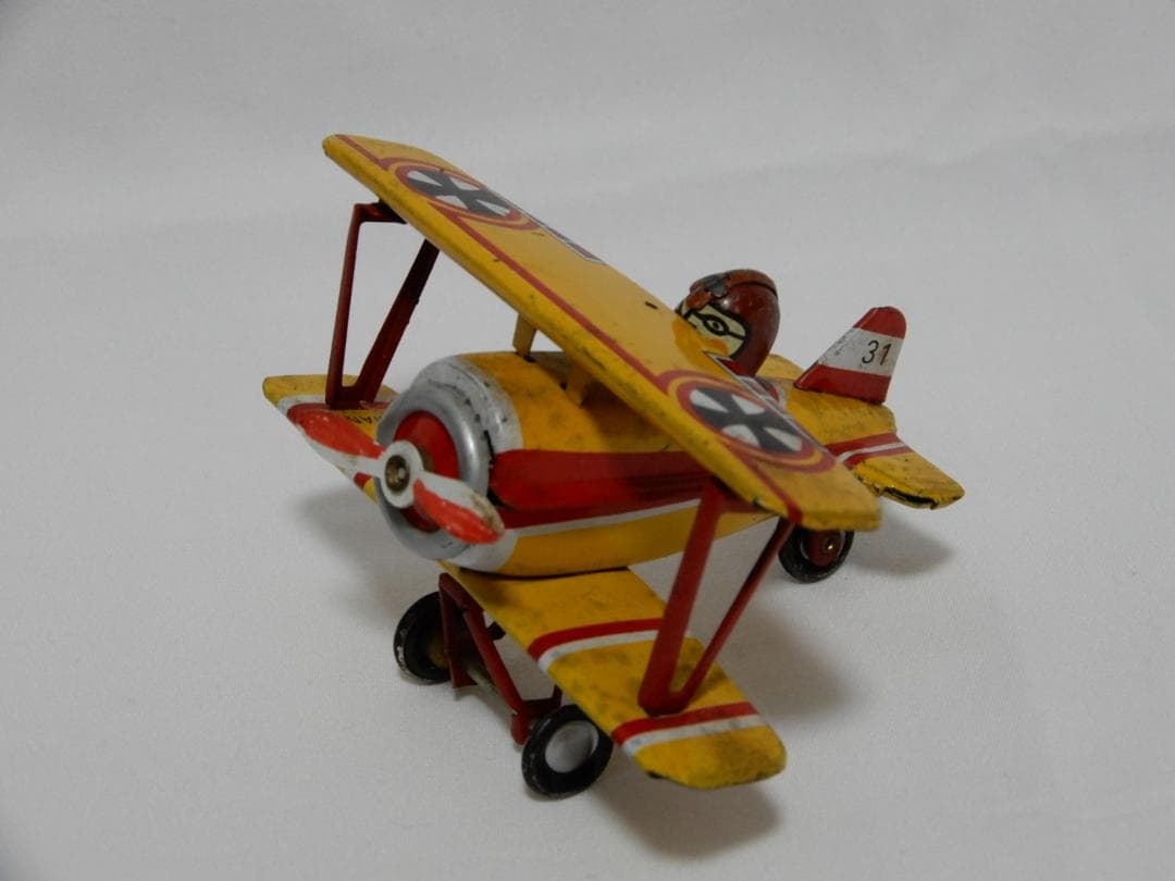 50'sヴィンテージ　ドイツ空軍　ブリキ製複葉機　ドイツ製