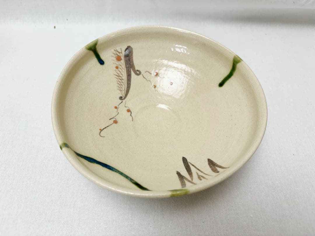 未使用 茶道具 川本了生作 弥七田織部 馬盥茶碗 陶印 煎茶道具 馬盥型 共箱