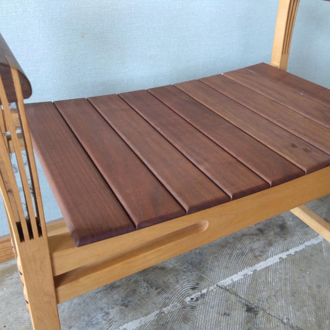 木製 アーム付き スツール　組み木