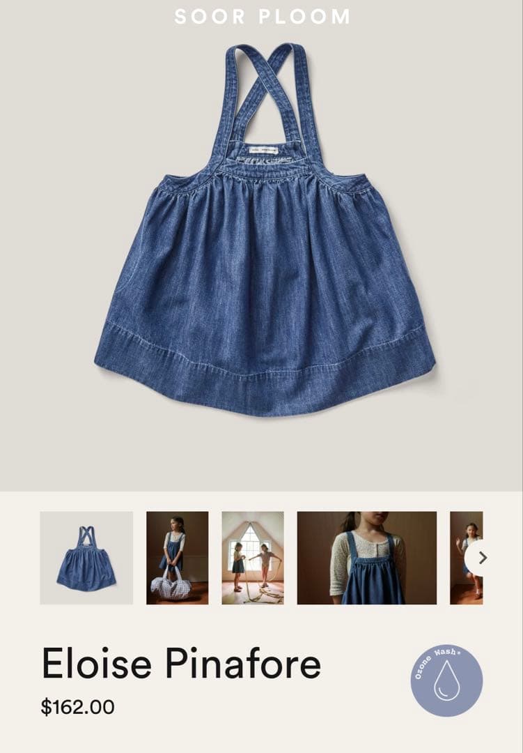 【SOOR PLOOM】Eloise Pinafore デニムブルー
