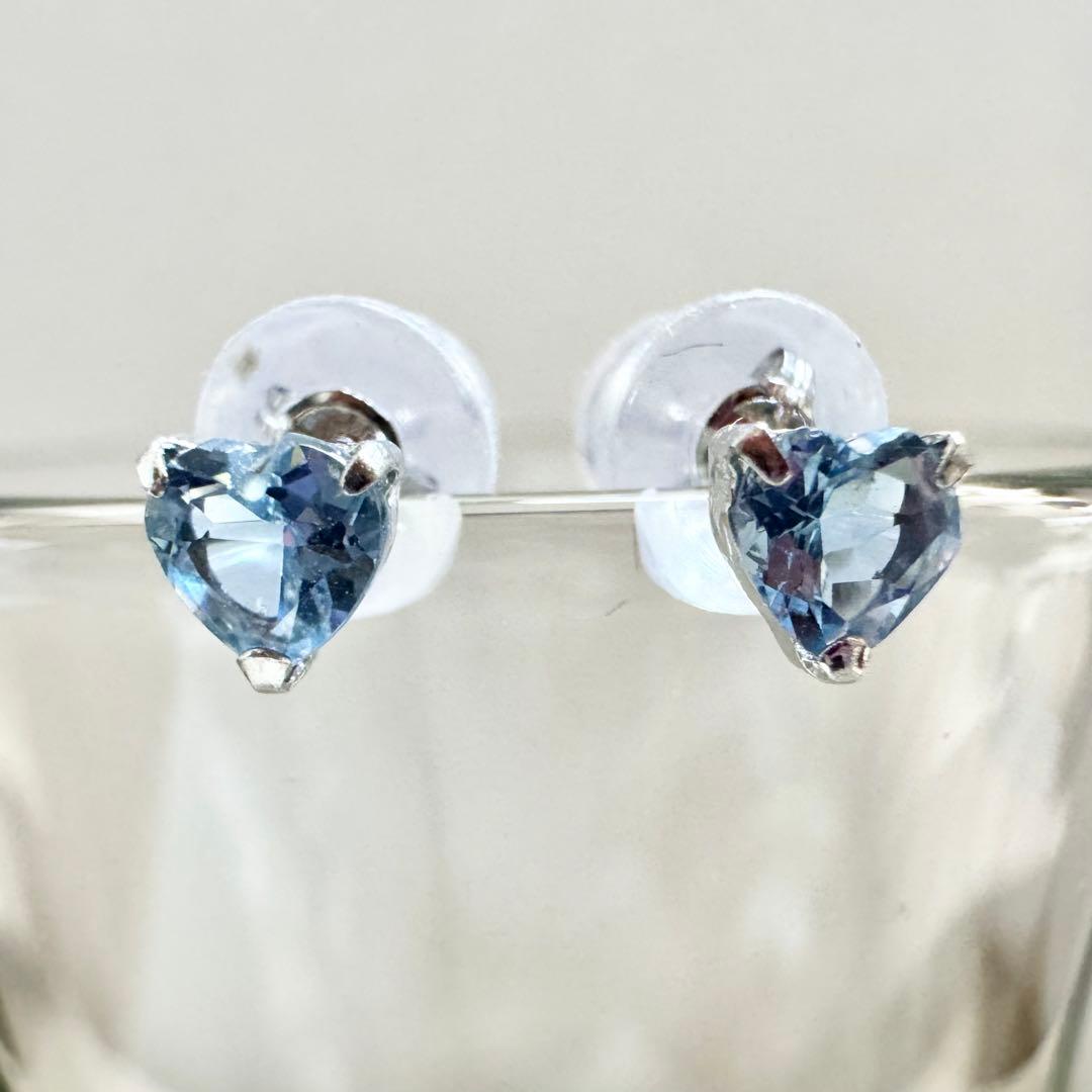 ◆お客◆ Pt アクアマリン　ハート　ピアス
