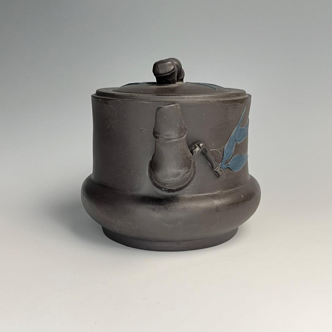 竹紫砂急須 茶道具 宜興 天青 黒 紫砂壷 朱泥 茶壺 急須 煎茶道具 764