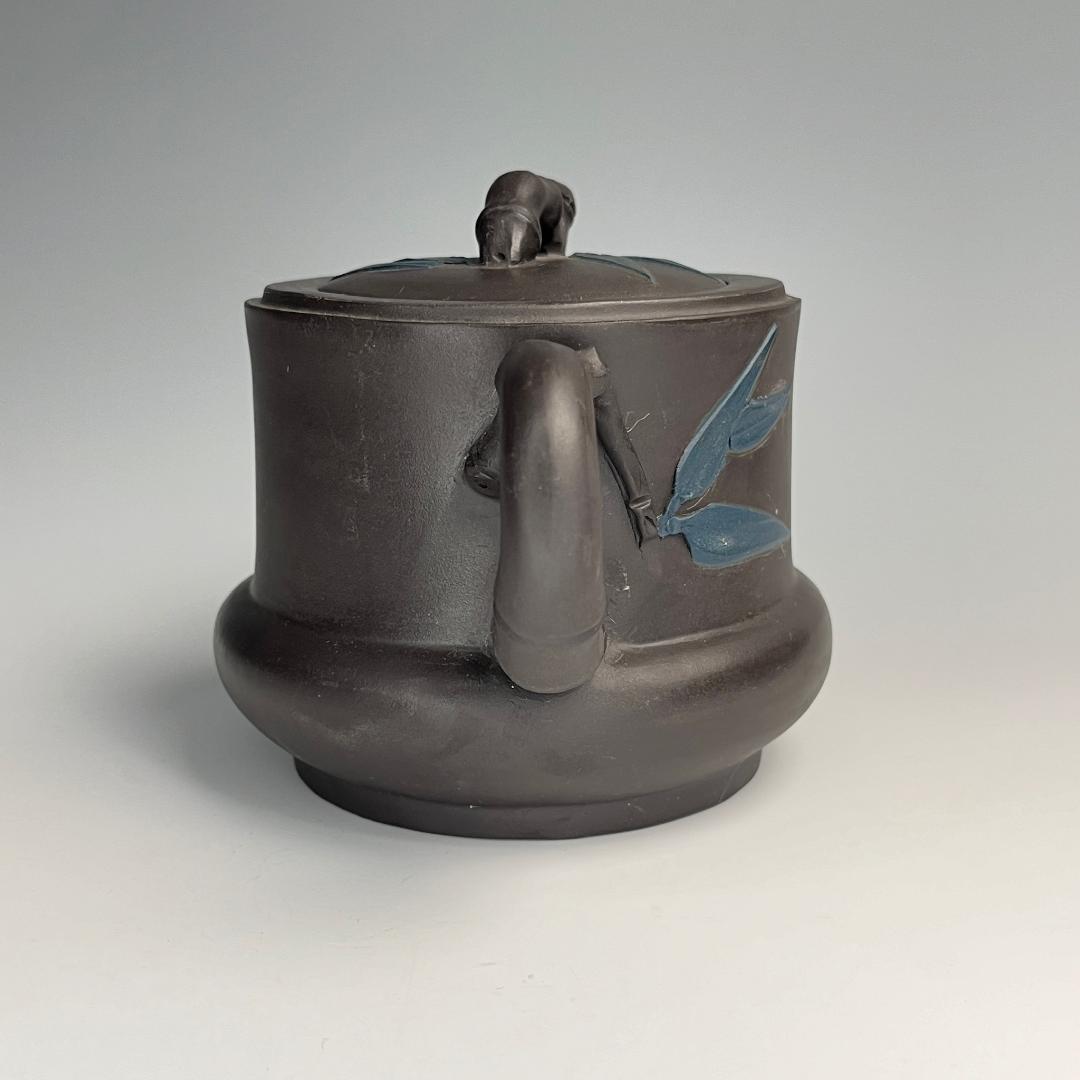 竹紫砂急須 茶道具 宜興 天青 黒 紫砂壷 朱泥 茶壺 急須 煎茶道具 764