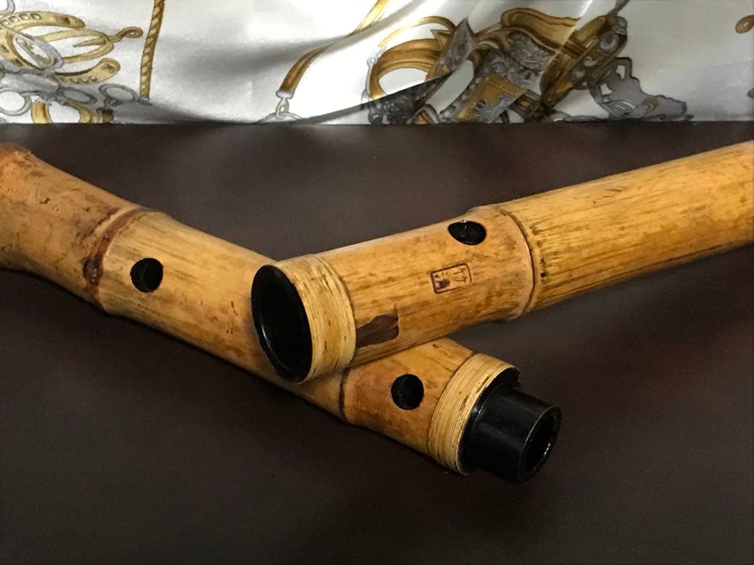 琴古流尺八　竹清銘(2印)　長さー約48.5㎝　 重さー約350g　古い尺八