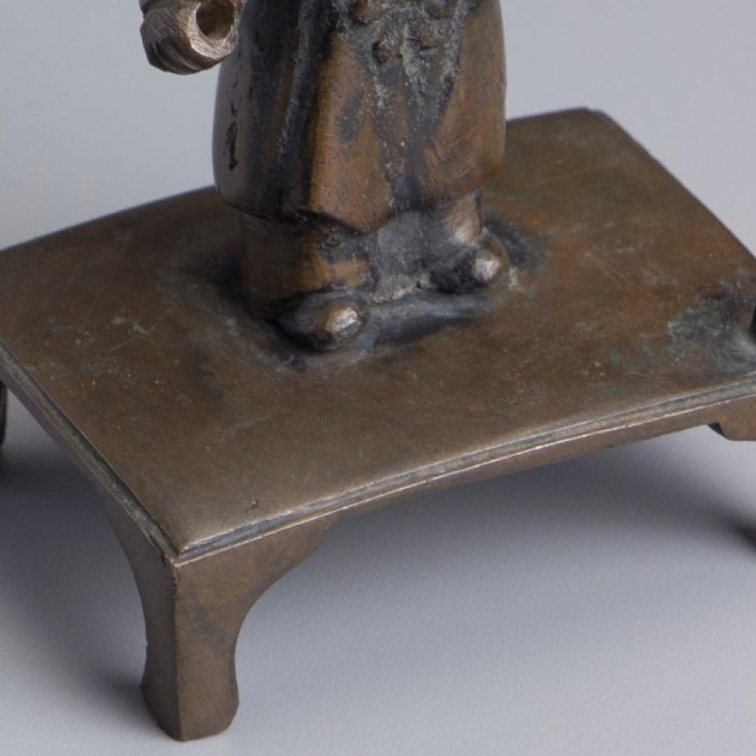 中国　古銅　唐児形　線香立　箱付き　時代物