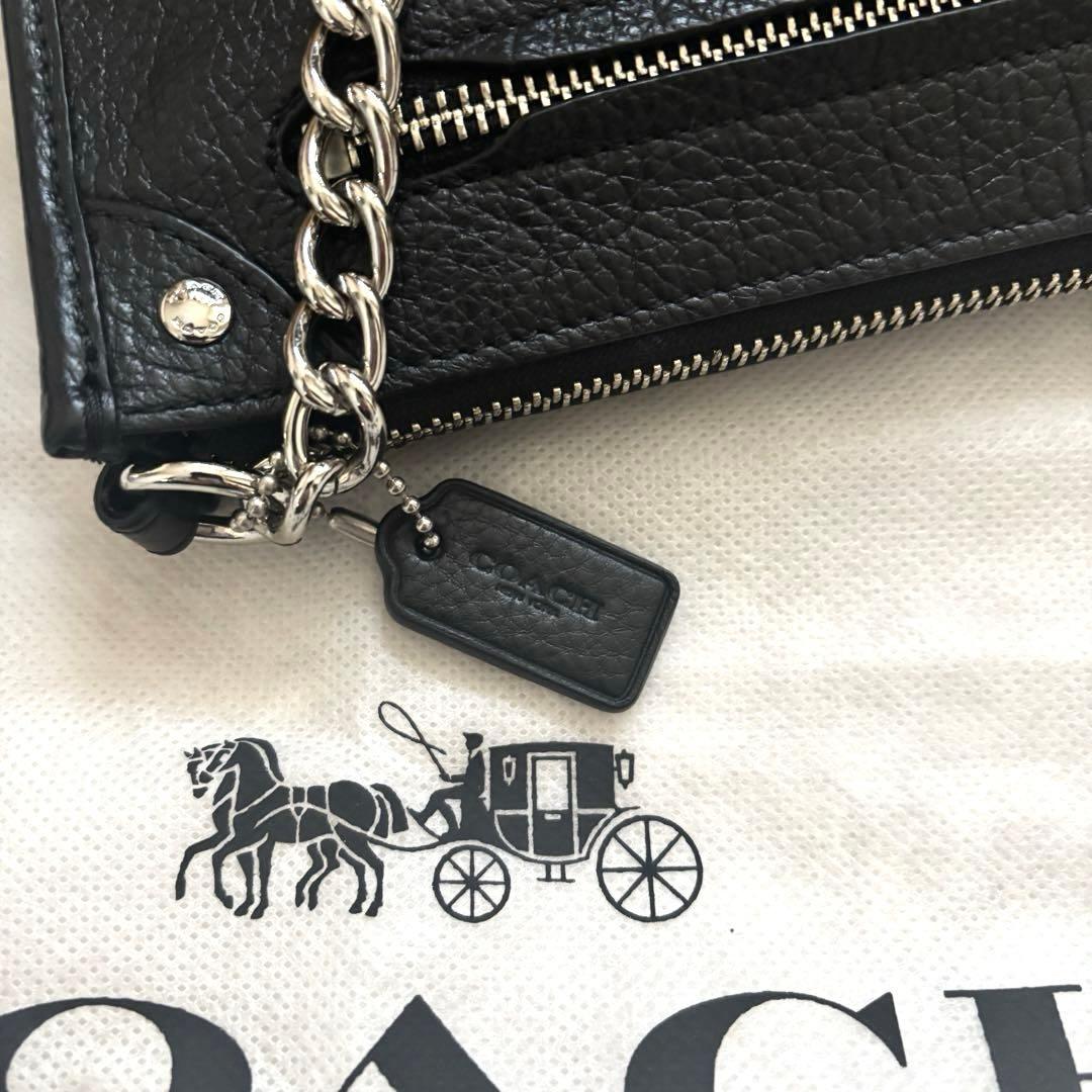 美品✨ コーチ ショルダーバッグ チェーン レザー ブラック ミニ クラッチ