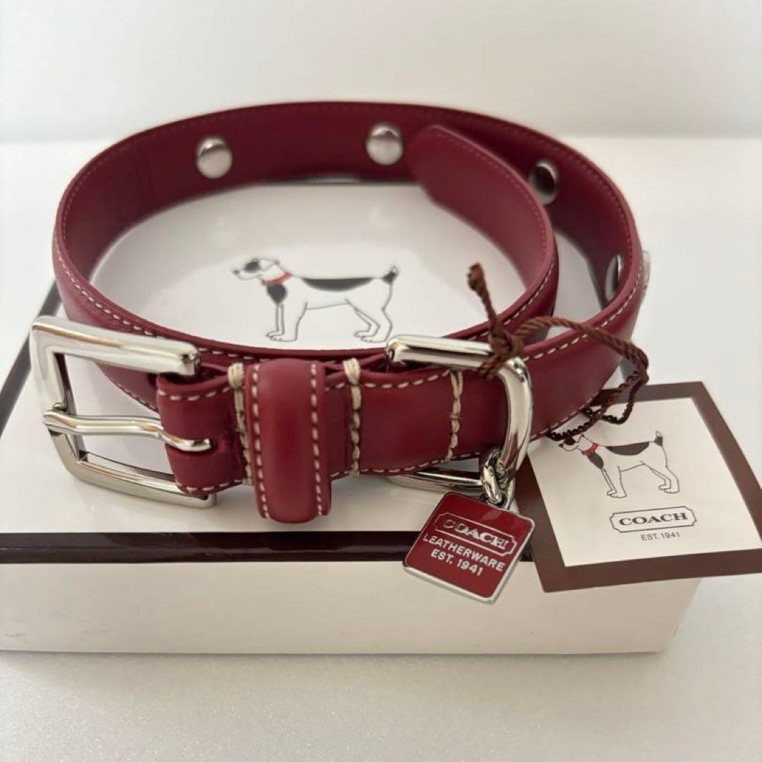 【新品未使用品】COACH レザー 中型犬用首輪