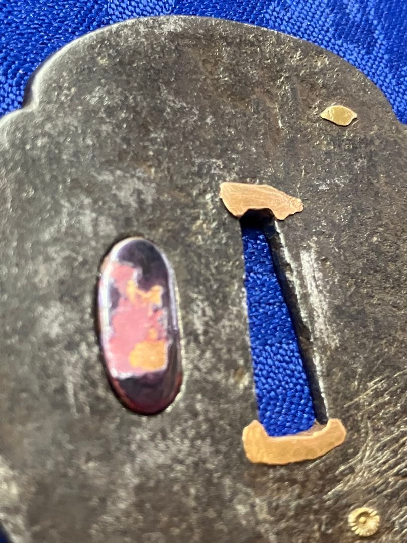 鍔　日本刀　短刀鍔　小刀鍔　金銀銅象嵌　時代物　刀　武具