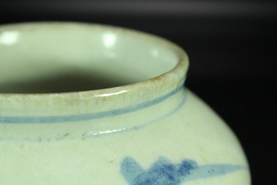 古美術 李朝 染付 壷(K-A636)