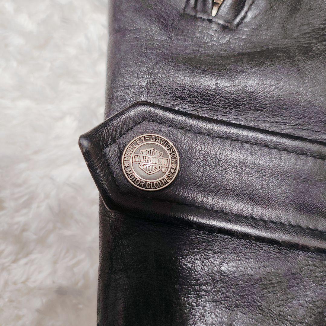 ビ*ー様 Harley-Davidson 本革 シングルライダース ブラック