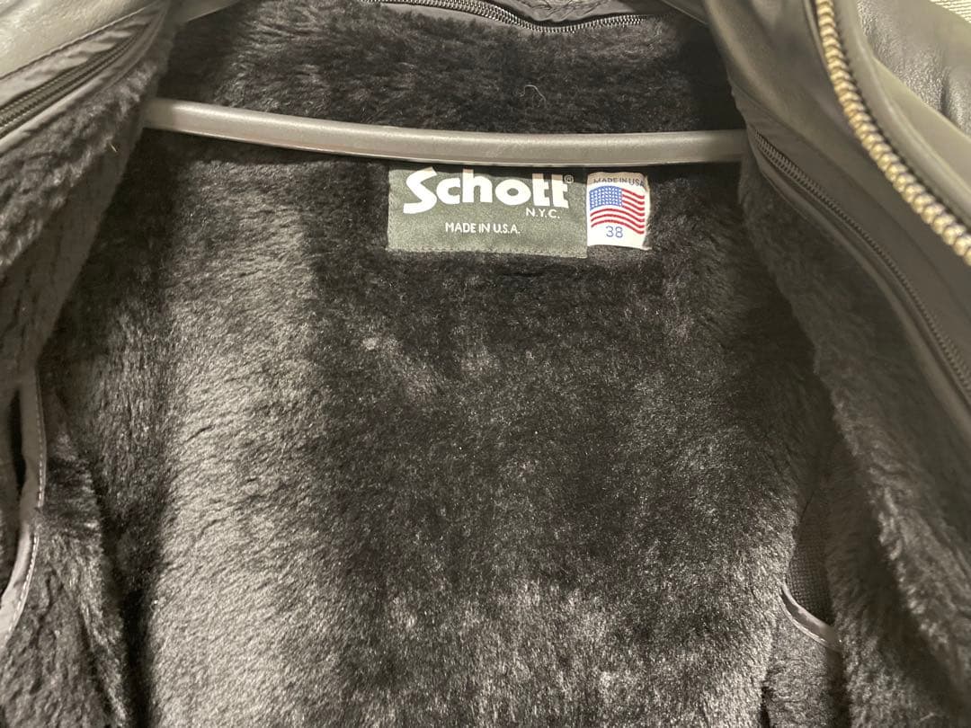 Schott ブラック レザーシングルライダース　38