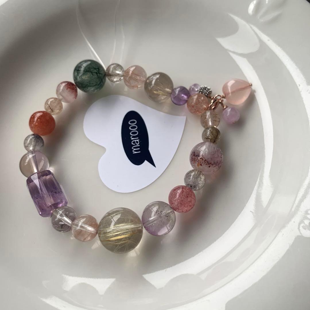 オーダー天然石ブレスレットmumuゴールドルチルスーパーセブンアメトリン