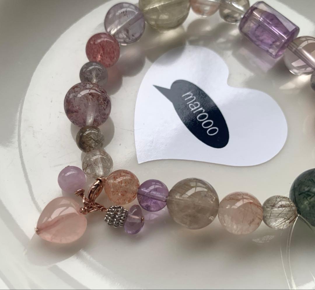 オーダー天然石ブレスレットmumuゴールドルチルスーパーセブンアメトリン