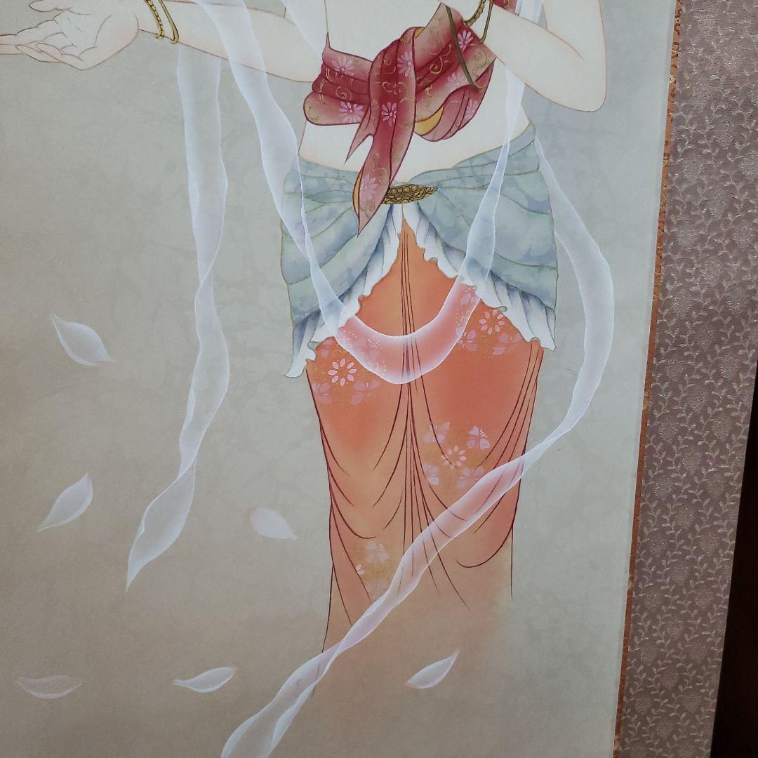 Ｂフライデー　肉筆掛軸★鈴木優莉作 花ひら観音 尺五立★高さ：約189cm