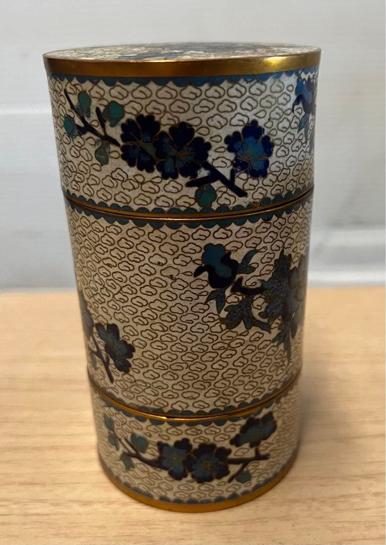 七宝焼　香合　花文　唐物　古玩　置物　インテリア　工芸品　美術品