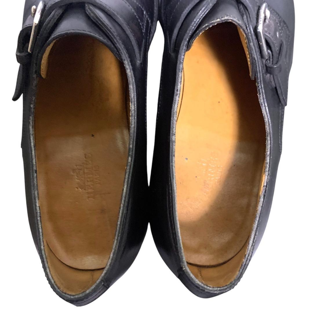 HERMES ジョンロブ製 シングルモンク ブラック サイズ40（約25cm）