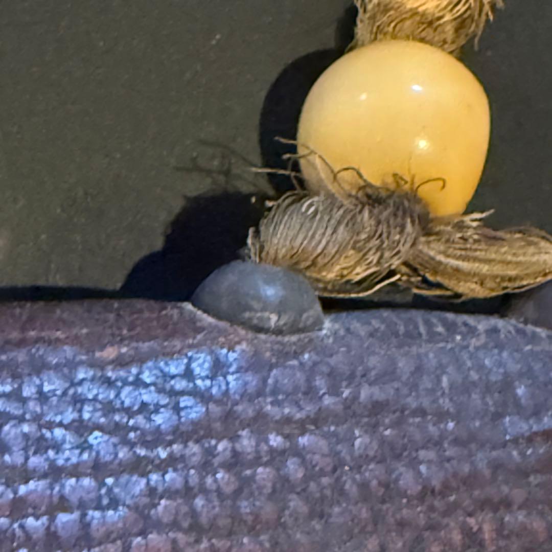 煙草入れ 道中財布様 金細工 牙根付 革製 江戸期 年代物