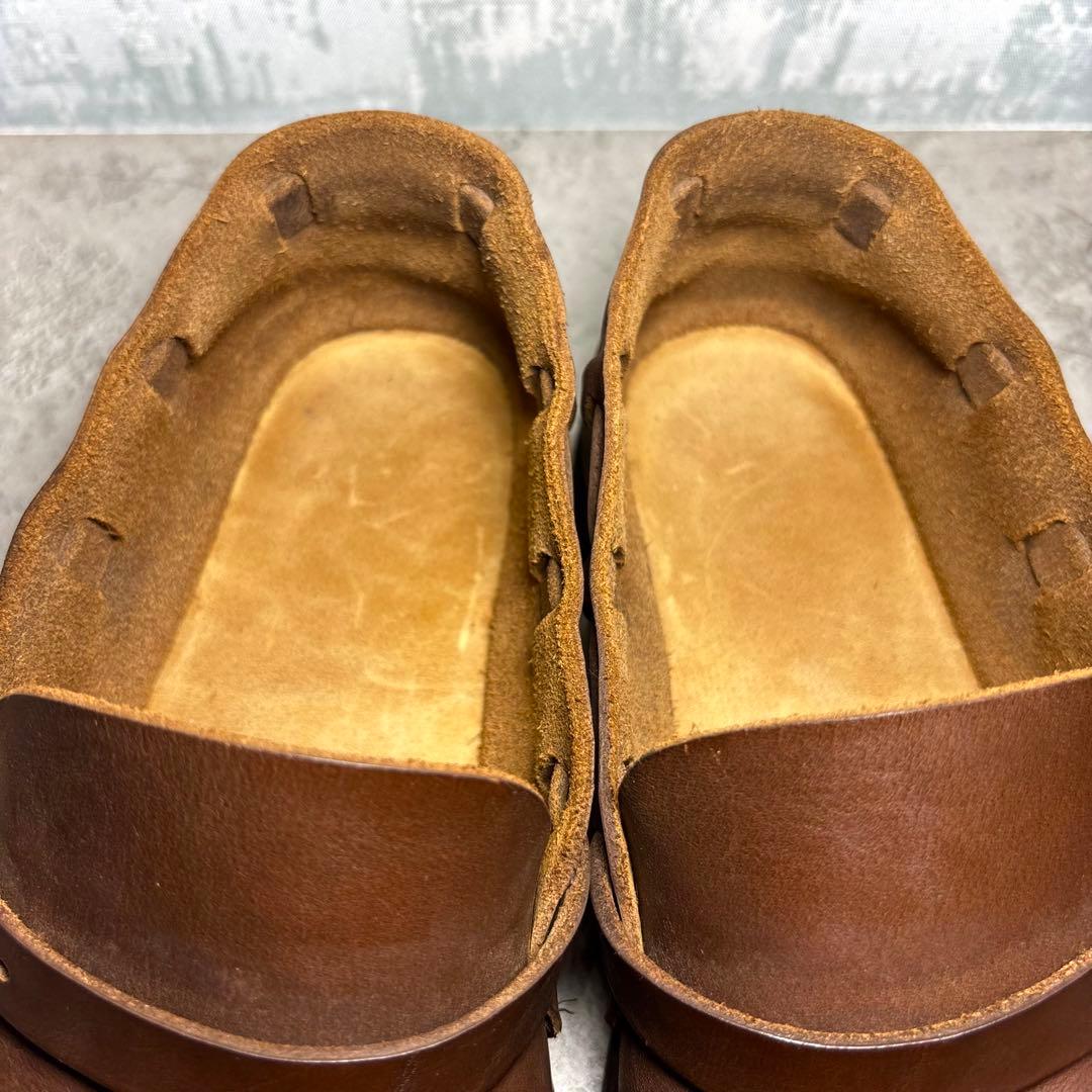 【美品！】オーロラシューズ ミドルイングリッシュ レザースリッポン 8D 茶