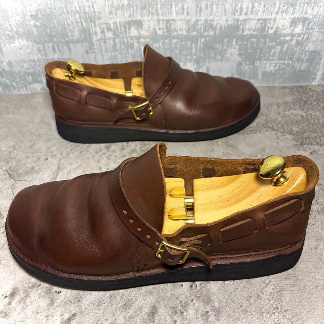 【美品！】オーロラシューズ ミドルイングリッシュ レザースリッポン 8D 茶