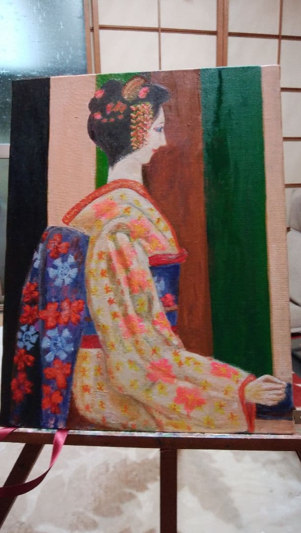 女性の肖像 日本画 カラフル