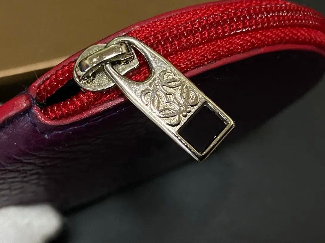 未使用 ロエベ アナグラム アマソナ クッキー ケース 小銭入れ レザー紫