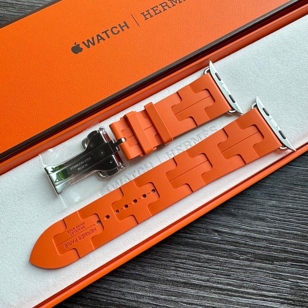 2848 ほぼ未使用　Apple Watch エルメス　オレンジ　キリム　ラバー