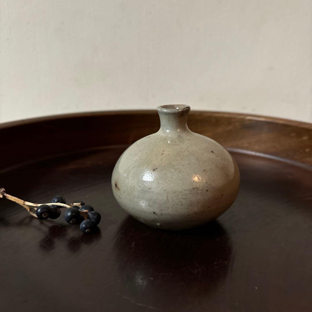 古丹波　白丹波油壷　江戸時代 小壺 花器 酒器 民藝 検:白洲正子　李朝 粉引